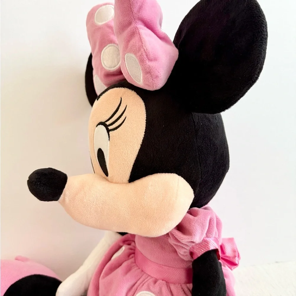 Disney Minnie Mouse Plush 27” Stuffed Animal Pink Polka Dot Bow and Dress